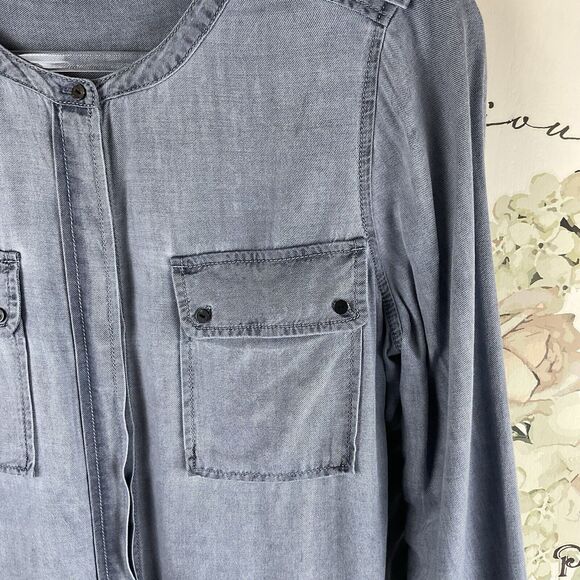 Two by Vince Camuto Chambray Button Down Utility Shirt Size S - Picture 6 of 14